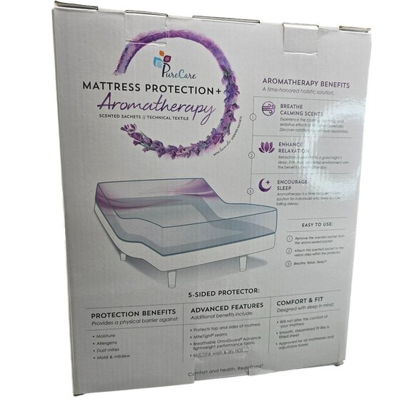 PureCare 5-Sided Cal King Mattress Protector Aromatherapy Universal Depth GG3500 - Picture 4 of 8